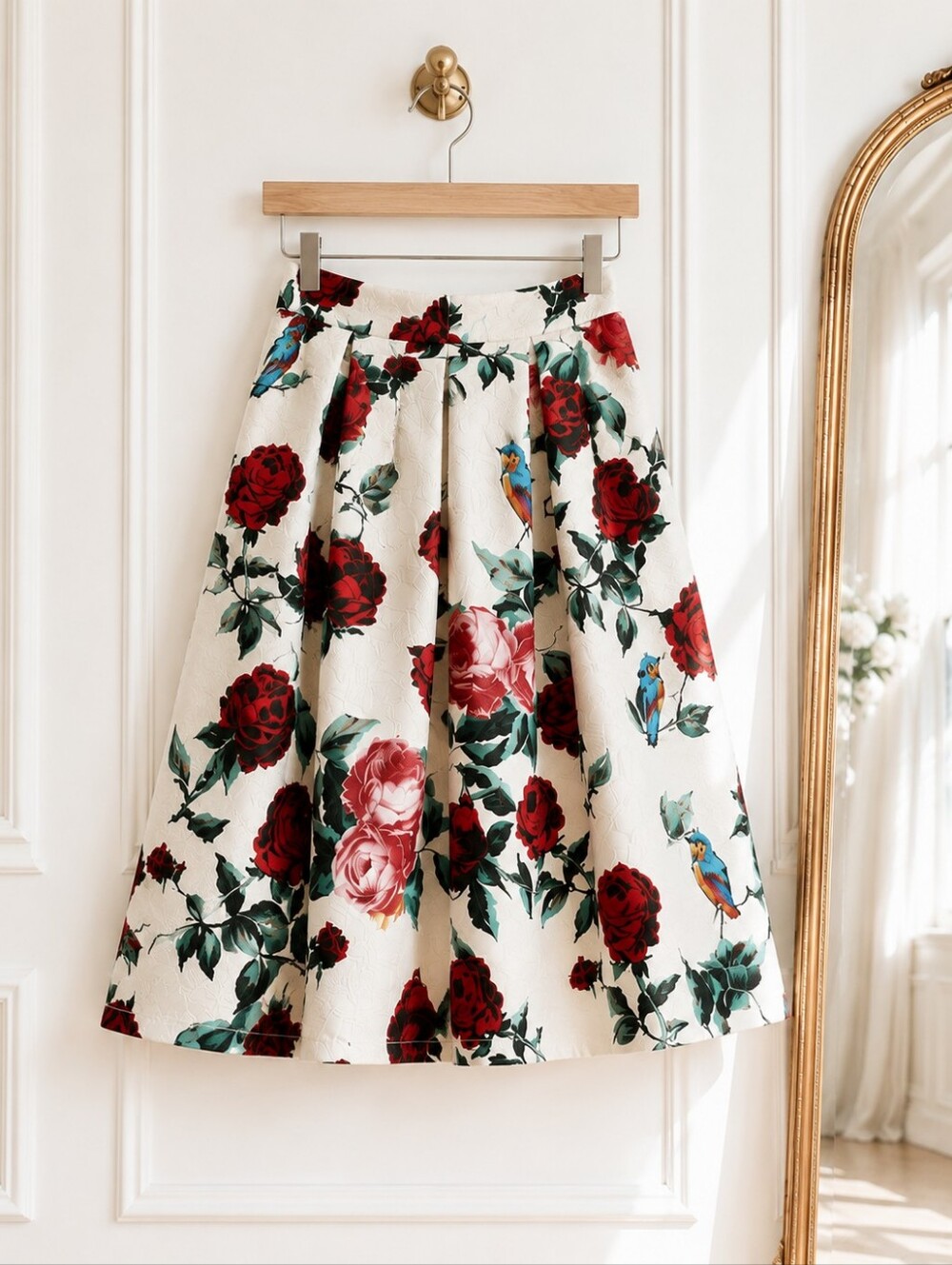 Forever 21 Floral Brocade A-Line Midi Skirt | Romantic Rose Print | Size Small - Picture 6 of 8